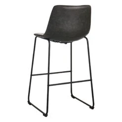 Crosby St Drake Modern Faux Leather Industrial Barstool, Dark Grey -Furniture Store crosby st drake modern faux leather industrial barstool dark grey 2