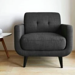 Crosby St Hadley Tufted Back Accent Chair, Charcoal Grey -Furniture Store crosby st hadley tufted back accent chair charcoal grey 6
