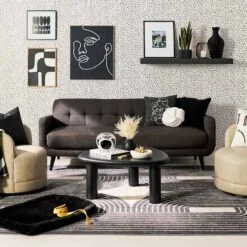 Crosby St Hadley Tufted Back Sofa, Charcoal Grey -Furniture Store crosby st hadley tufted back sofa charcoal grey 3