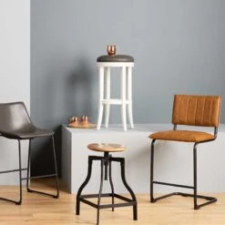 Crosby St Luka Faux Leather Counter Stool, Light Brown -Furniture Store crosby st luka faux leather counter stool light brown 5