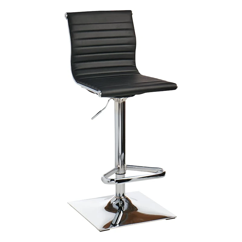 Crosby St Maxwell Adjustable Faux Leather Barstool, Black 1 Crosby St Maxwell Adjustable Faux Leather Barstool, Black