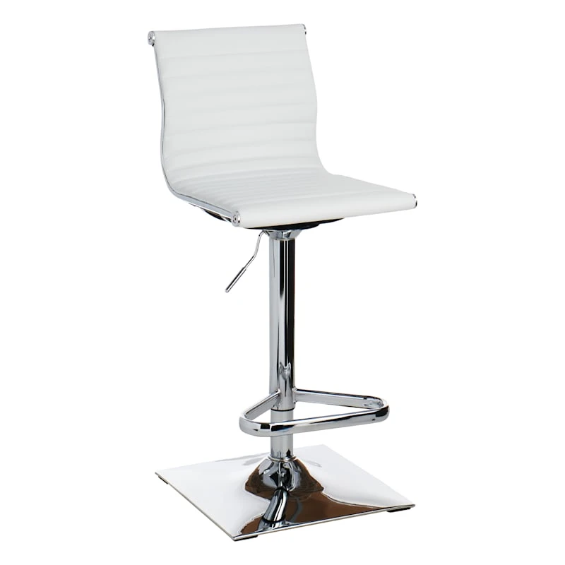Crosby St Maxwell Adjustable Faux Leather Barstool, White 1 Crosby St Maxwell Adjustable Faux Leather Barstool, White