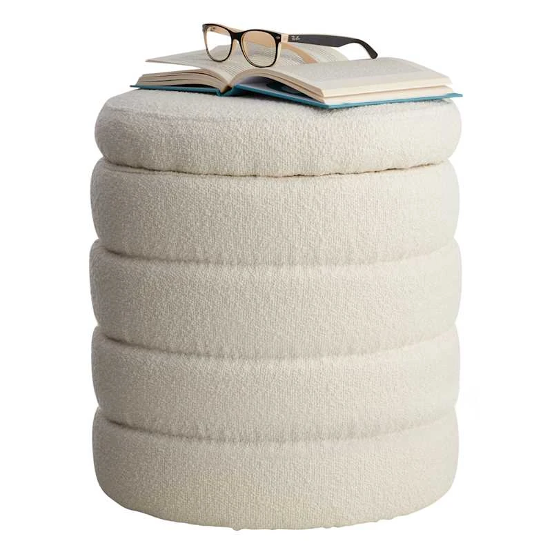 Crosby St Pax Cream Boucle Storage Ottoman 2 Crosby St Pax Cream Boucle Storage Ottoman - Image 2