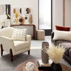 Crosby St Remi Cream Boucle Armchair -Furniture Store crosby st remi cream boucle armchair 3