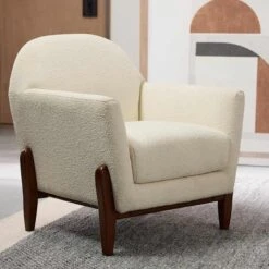 Crosby St Remi Cream Boucle Armchair -Furniture Store crosby st remi cream boucle armchair 4