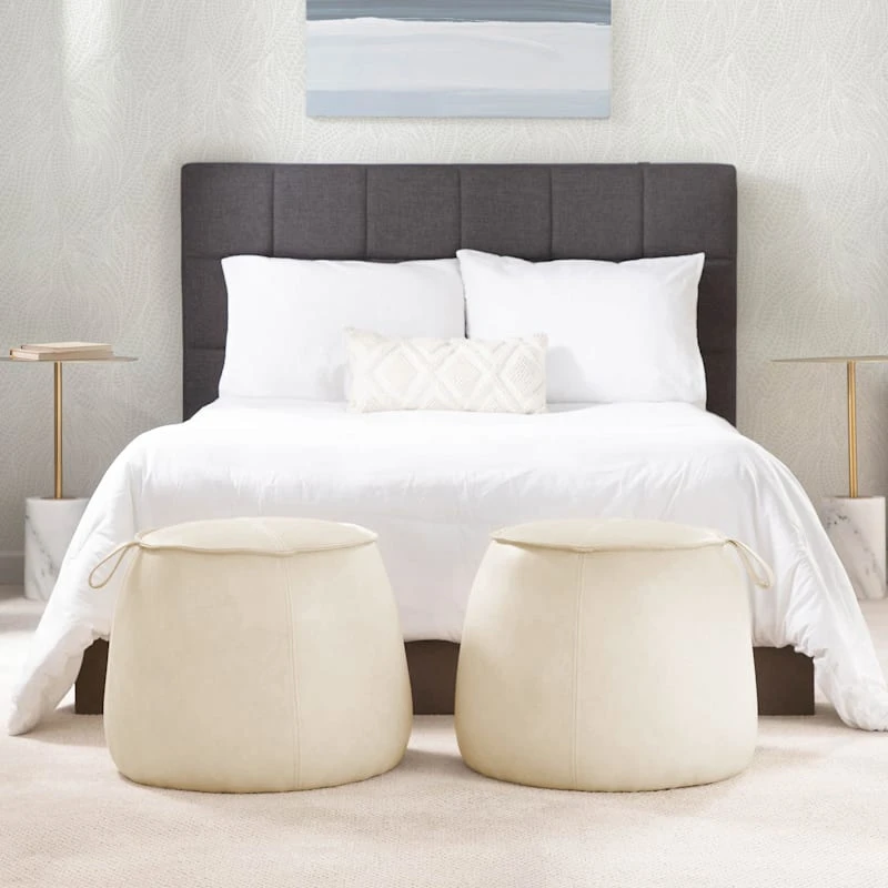 Crosby St Rowan Cream Faux Leather Ottoman 7 Crosby St Rowan Cream Faux Leather Ottoman - Image 7