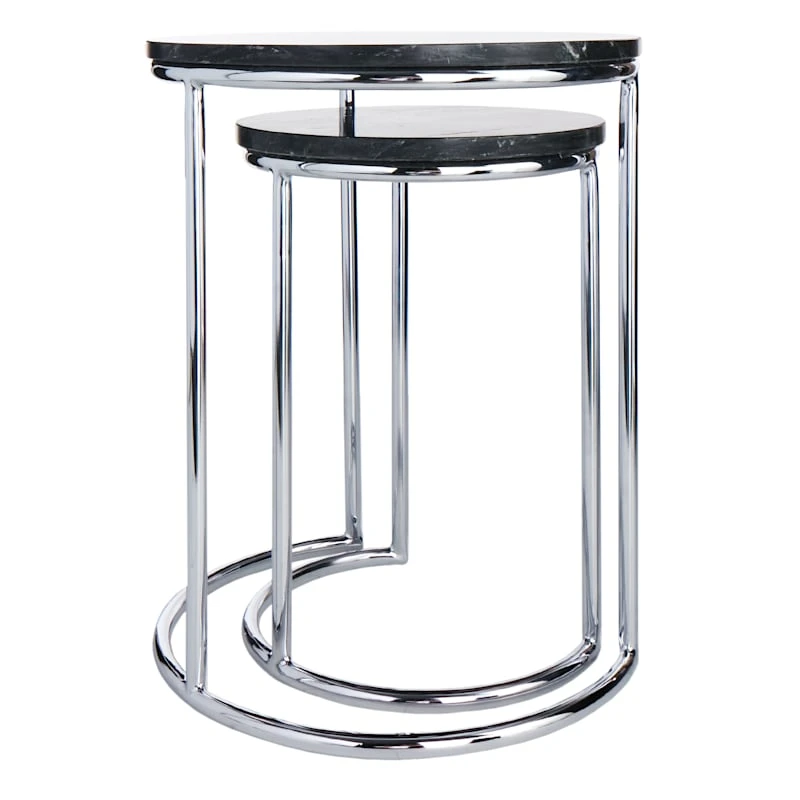 Crosby St Set Of 2 Essex Black Marble Nesting Tables 4 Crosby St Set Of 2 Essex Black Marble Nesting Tables - Image 4