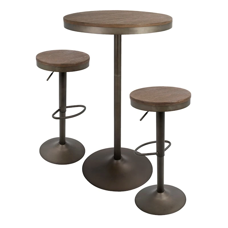 Dakota 3-Piece Antique Bronze Dining Table Set 2 Dakota 3-Piece Antique Bronze Dining Table Set - Image 2