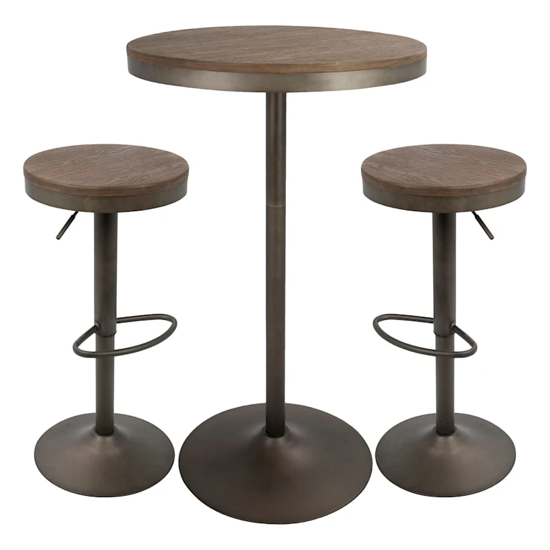 Dakota 3-Piece Antique Bronze Dining Table Set 1 Dakota 3-Piece Antique Bronze Dining Table Set