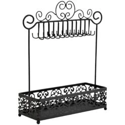 Damask Matte Black Wire Jewelry Stand