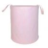 Damask Printed Round Canvas Laundry Hamper, Pink