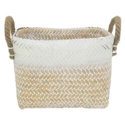 Double Bamboo Rectangle Clear Black Natural/White Small Basket