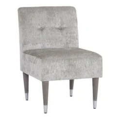 Dove Accent Chair With Silver Capped Wood Legs