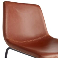 Drake Cognac Faux Leather Modern Industrial Barstool, 30" -Furniture Store drake cognac faux leather modern industrial barstool 30 3