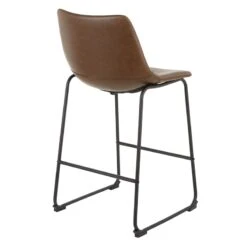 Drake Espresso Faux Leather Modern Industrial Barstool, 30" -Furniture Store drake espresso faux leather modern industrial barstool 30 3