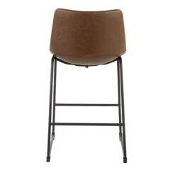 Drake Espresso Faux Leather Modern Industrial Barstool, 30" -Furniture Store drake espresso faux leather modern industrial barstool 30 5