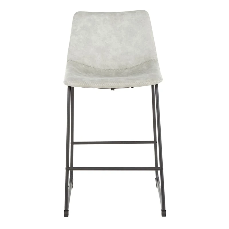 Drake Modern Faux Leather Industrial Barstool, Light Grey 2 Drake Modern Faux Leather Industrial Barstool, Light Grey - Image 2