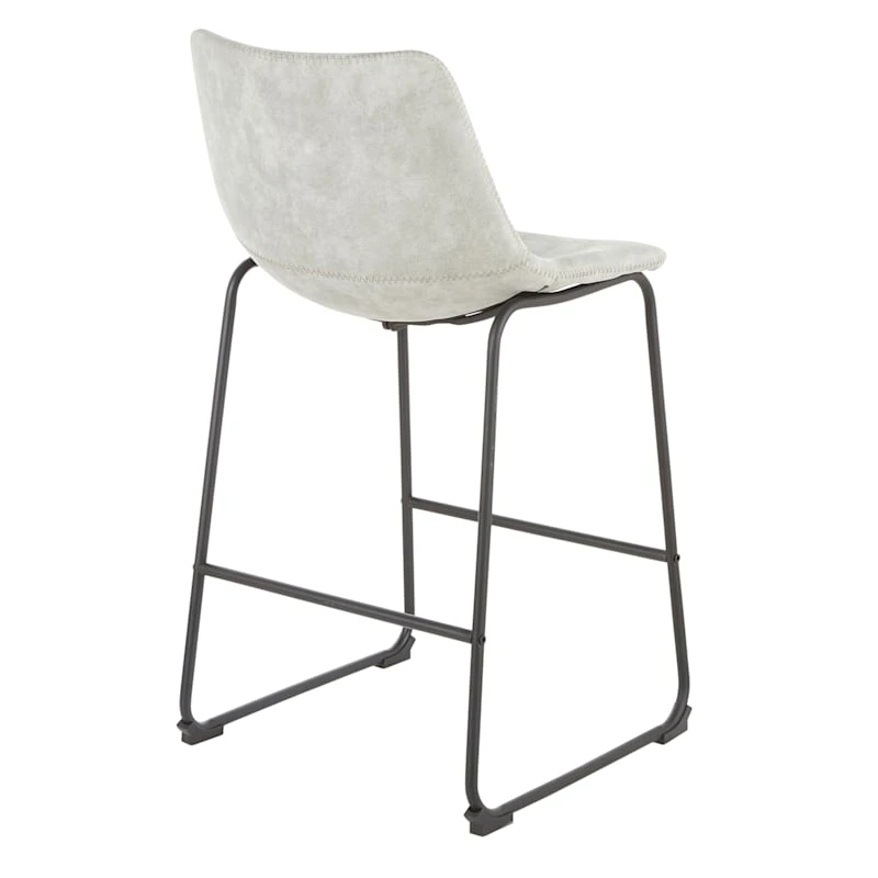Drake Modern Faux Leather Industrial Barstool, Light Grey 4 Drake Modern Faux Leather Industrial Barstool, Light Grey - Image 4