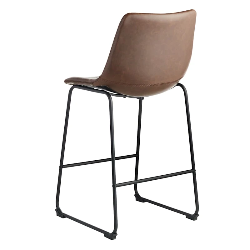 Drake Modern Faux Leather Industrial Counter Stool, Espresso 3 Drake Modern Faux Leather Industrial Counter Stool, Espresso - Image 3