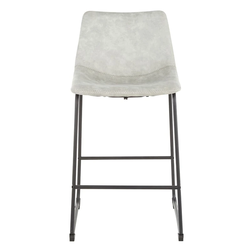 Drake Modern Industrial Faux Leather Counter Stool, Light Grey 2 Drake Modern Industrial Faux Leather Counter Stool, Light Grey - Image 2