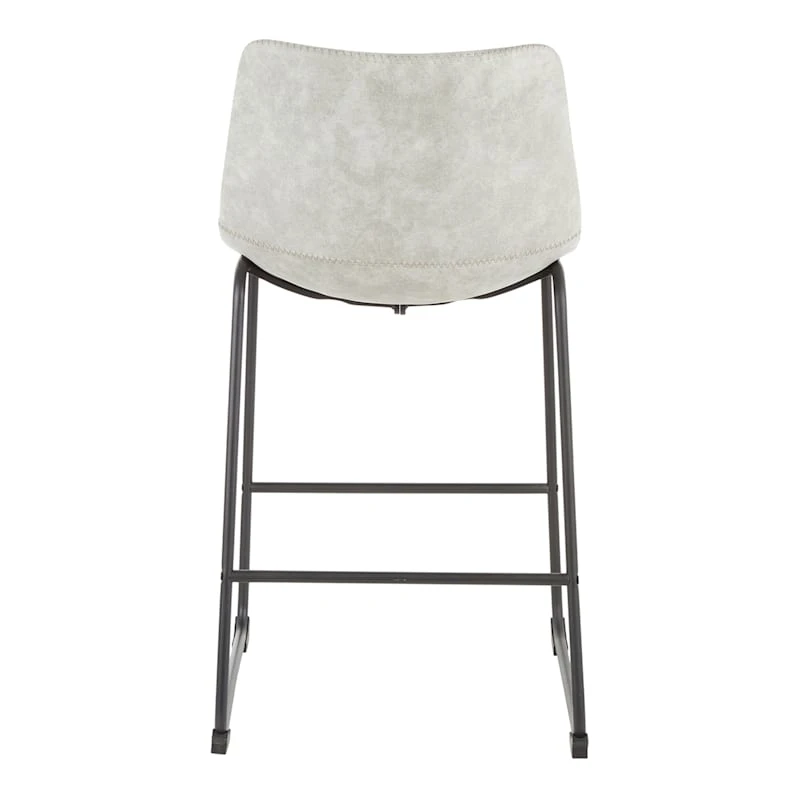 Drake Modern Industrial Faux Leather Counter Stool, Light Grey 5 Drake Modern Industrial Faux Leather Counter Stool, Light Grey - Image 5