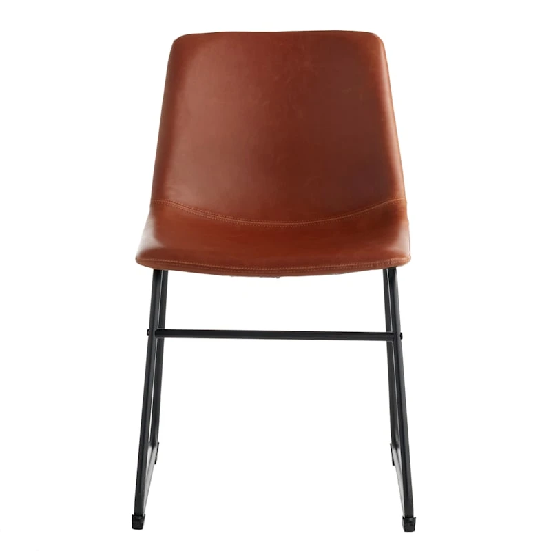 Drake Modern Industrial Faux Leather Dining Chair, Cognac 2 Drake Modern Industrial Faux Leather Dining Chair, Cognac - Image 2