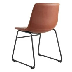 Drake Modern Industrial Faux Leather Dining Chair, Cognac 8 Drake Modern Industrial Faux Leather Dining Chair, Cognac -Furniture Store drake modern industrial faux leather dining chair cognac 2