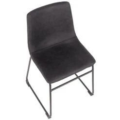 Drake Modern Industrial Faux Leather Dining Chair, Dark Grey -Furniture Store drake modern industrial faux leather dining chair dark grey 5