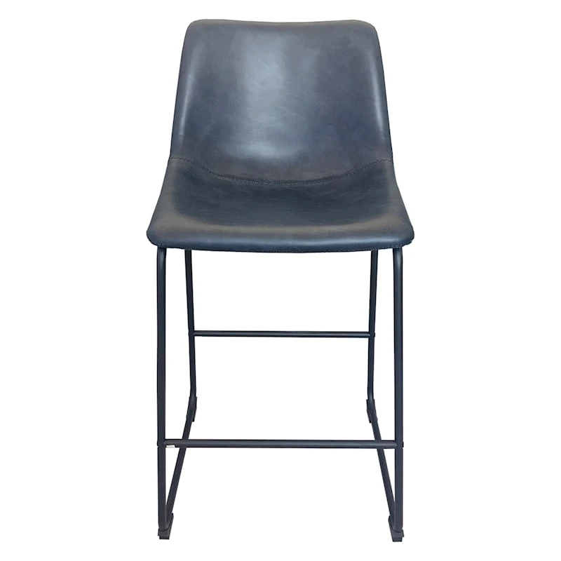Drake Navy Blue Faux Leather Counter Stool 2 Drake Navy Blue Faux Leather Counter Stool - Image 2