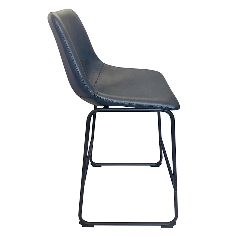 Drake Navy Blue Faux Leather Counter Stool 3 Drake Navy Blue Faux Leather Counter Stool - Image 3