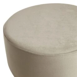 Emmy Grey Velvet Round Wood Leg Ottoman -Furniture Store emmy grey velvet round wood leg ottoman 2