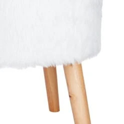 Emmy Ottoman Faux Fur With Wooden Leg, White -Furniture Store emmy ottoman faux fur with wooden leg white 2