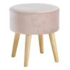 Emmy Rose Velvet Round Wooden Leg Ottoman