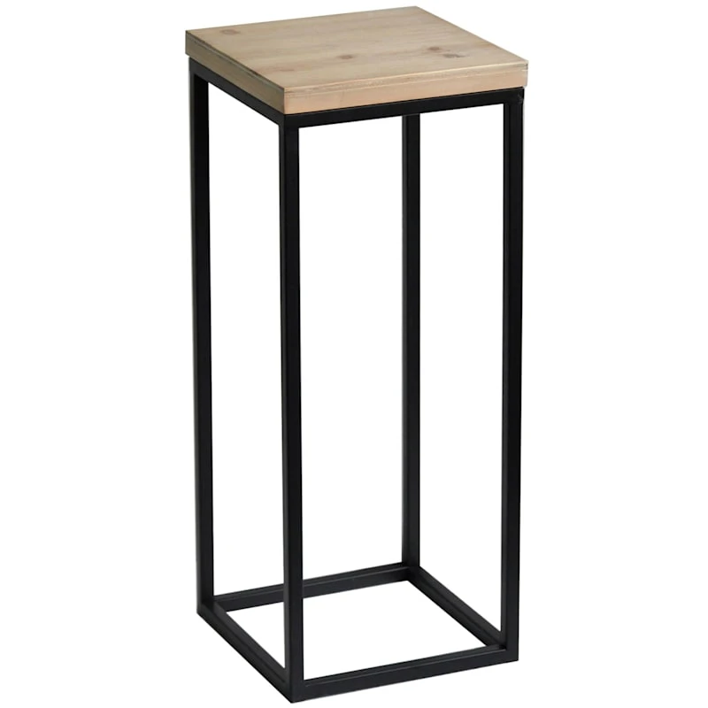 Fiona Wood Top Plant Stand With Metal Base, Small 1 Fiona Wood Top Plant Stand With Metal Base, Small