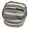 Found & Fable Alex Handwoven Fringe Square Pouf