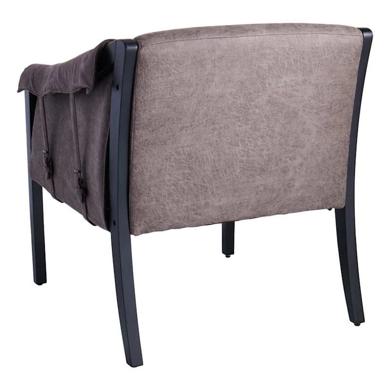Found & Fable Axl Grey Faux Leather Armchair 2 Found & Fable Axl Grey Faux Leather Armchair - Image 2