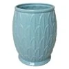 Found & Fable Blue Fan Ceramic Wastebasket, 10"