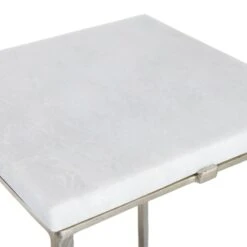 Found & Fable Judd Silver Accent Table With Marble Top -Furniture Store found fable judd silver accent table with marble top 2