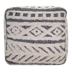 Found & Fable Kai Diamond Tufted Pouf, 16" -Furniture Store found fable kai diamond tufted pouf 16 4