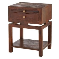 Found & Fable Maddison Chestnut Wood Side Table With Drawer -Furniture Store found fable maddison chestnut wood side table with drawer 2