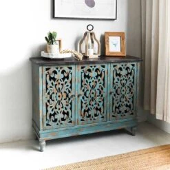 Found & Fable Northfield 3-Door Distressed Cabinet -Furniture Store found fable northfield 3 door distressed cabinet 5