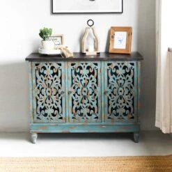 Found & Fable Northfield 3-Door Distressed Cabinet -Furniture Store found fable northfield 3 door distressed cabinet 6