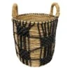 Found & Fable Round Abaca With Black Macrame Storage Basket, Small