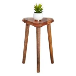 Found & Fable Triangle Mango Wood Side Table -Furniture Store found fable triangle mango wood side table 1