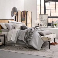 Found & Fable Zuri Cream & Black Tufted Bench -Furniture Store found fable zuri cream black tufted bench 10