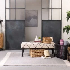 Found & Fable Zuri Cream & Black Tufted Bench -Furniture Store found fable zuri cream black tufted bench 8