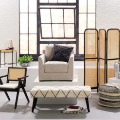 Found & Fable Zuri Cream & Black Tufted Bench -Furniture Store found fable zuri cream black tufted bench 9