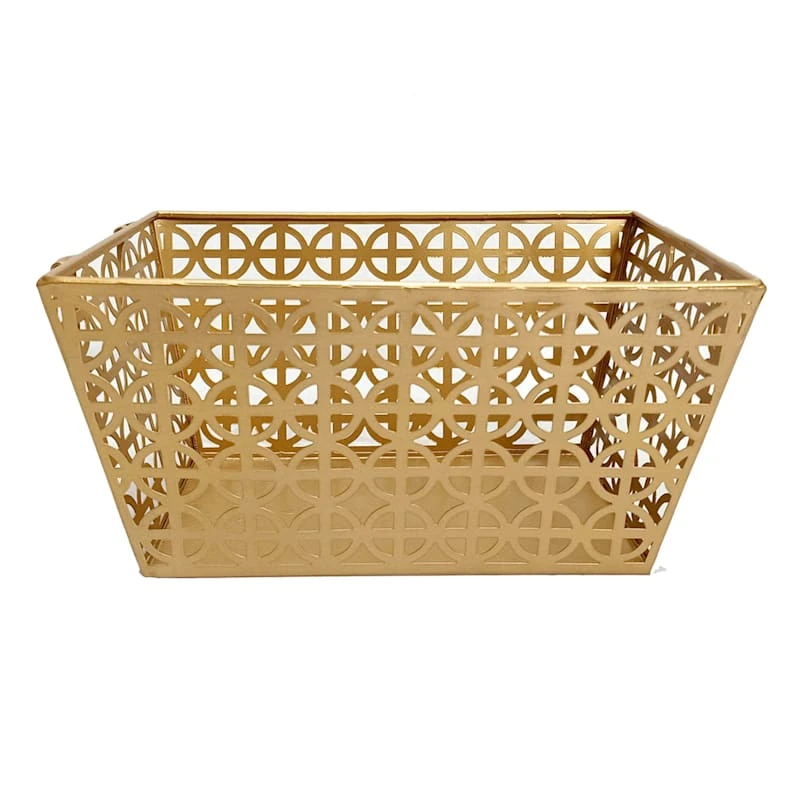 Geo Gold Metal Rectangle Basket, Extra Small 1 Geo Gold Metal Rectangle Basket, Extra Small