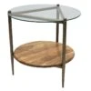 Glass Top Wood Shelf Side Table