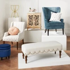 Grace Mitchell Ellery Bench With Scalloped Nailheads 7 Grace Mitchell Ellery Bench With Scalloped Nailheads -Furniture Store grace mitchell ellery bench with scalloped nailheads 3